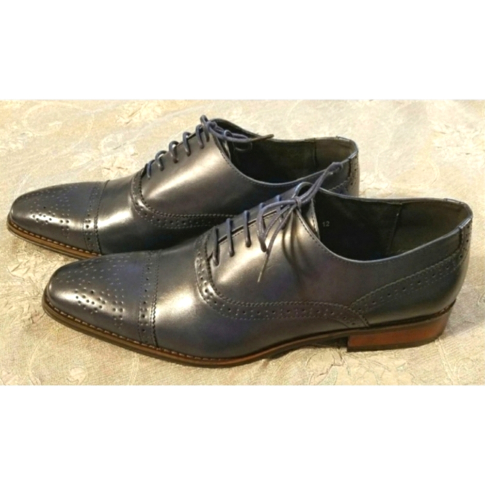 12M Navy Blue Oxford Cap Toe Dress Shoes